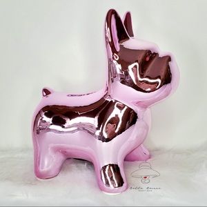 Metallic Pink French Bulldog Ceramic Puppy Coin Bank